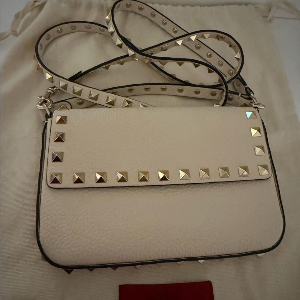 Valentino White Crossbody Bag with Gold Studs